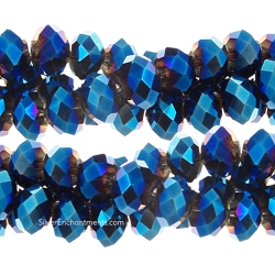 6mm Metallic Blue Crystal Rondelle Beads