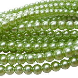 6mm Round Chartreuse Glass Pearls