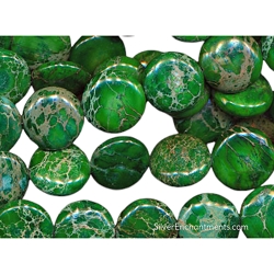 16mm Green Sea Sediment Jasper Coin Beads