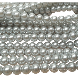 10mm Round Silver Glass Pearls