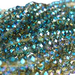 6mm Teal Topaz Crystal Rondelle Beads
