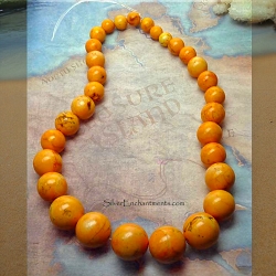 Graduated Sunny Orange Turquoise Necklace Beads Round