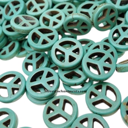 15mm Turquoise Peace Sign Beads