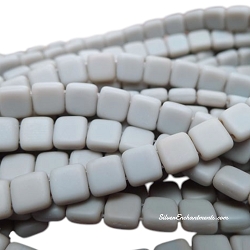 6mm CzechMates Matte Ashen Grey Two-Hole Tile Beads