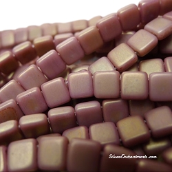 6mm CzechMates Ashen Grey Copper Picasso Two-Hole Tile Beads