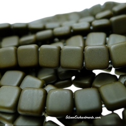 6mm CzechMates Matte Umber Two-Hole Tile Beads