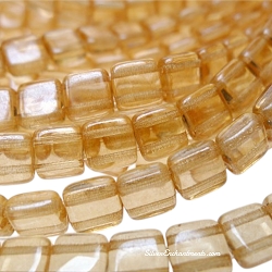 6mm CzechMates Champagne Luster Two-Hole Tile Beads