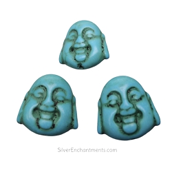 20mm Turquoise Laughing Buddha Pendants