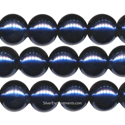16mm Round Steel Sapphire Glass Pearls