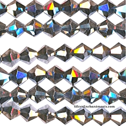 3mm Bright Metallic Silver Crystal Bicone Beads