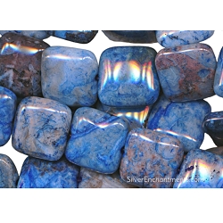 14mm Pillow Square Blue Crazy Lace Agate Beads