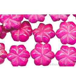 20mm Carved Flower Pink Magnesite Beads