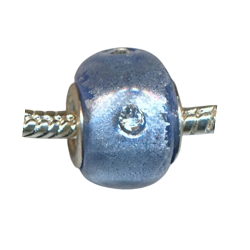 14mm Blue with Crystals Glass Large Hole Beads