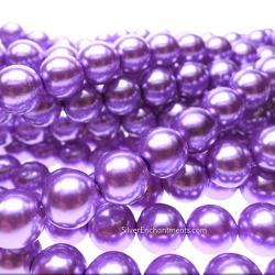 12mm Round Lavender Glass Pearls
