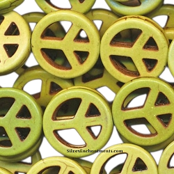 15mm Gaspiete Green Peace Sign Beads