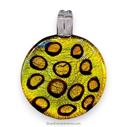 Bailed Gold Leopard Print Glass Pendant