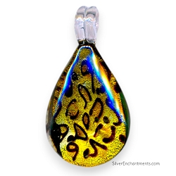 Bailed Gold Cat Print Glass Pendant