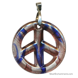 Topaz Amethyst Glass Peace Sign Necklace
