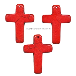 40mm Red Gemstone Traditional Cross Pendants