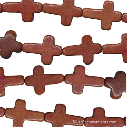 16x12mm Brown Gemstone Cross Beads