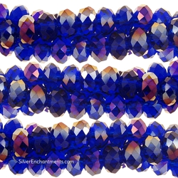 6mm Dark Sapphire AB Crystal Rondelle Beads