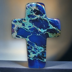 Large Blue Sea Sediment Jasper Cross Pendant