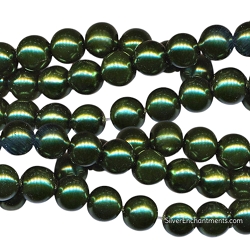 8mm Round Emerald Glass Pearls
