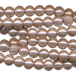 6mm Round Silver Sable Glass Pearls