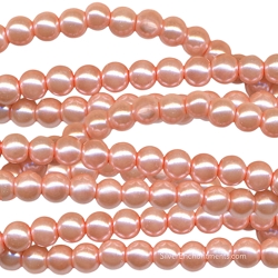 6mm Round Cameo Shell Pink Glass Pearls
