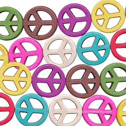 25mm Multicolor Magnesite Peace Symbol Beads