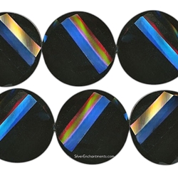 28mm Black Crystal Faceted Coin Beads