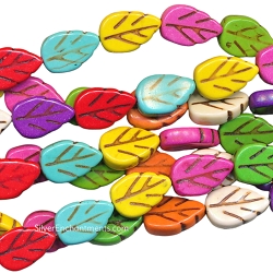 Multicolor Magnesite Leaf Beads