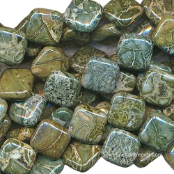 14mm Diamond Alligator Skin Jasper Beads