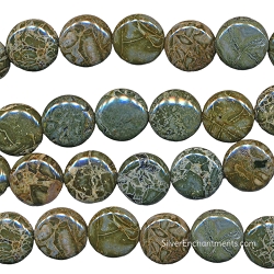 14mm Coin Alligator Skin Jasper Beads