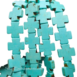 20mm Turquoise Magnesite Solar Iron Cross Beads