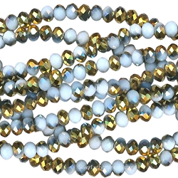 6mm White Metallic Gold Crystal Rondelle Beads
