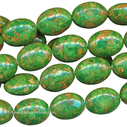 20x15mm Oval Mosaic Green Turquoise Beads