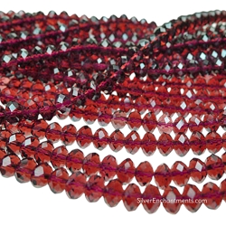 6mm Garnet Crystal Rondelle Beads