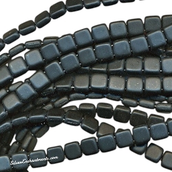 6mm CzechMates Matte Black Two-Hole Tile Beads