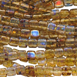 6mm CzechMates Crystal Picasso Two-Hole Tile Beads