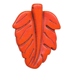 Large Carved Orange Gemstone Leaf Pendants