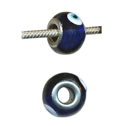14mm Cobalt Blue Evil Eye Glass Large Hole Beads