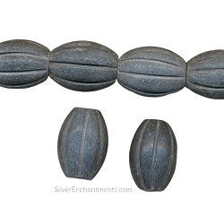 Matte Black Onyx Barrel Melon Beads