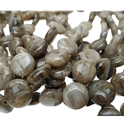 10mm Silver Leaf Jasper Coin Beads