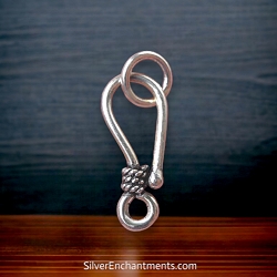 J Hook Jewelry Clasp with Ring Sterling Silver 20mm