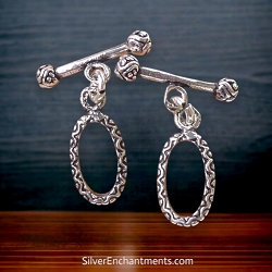 Double Sided Sterling Silver Ornate Oval Toggle Clasp