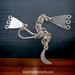 Sterling Silver 3 Strand Fancy Clasp Set with J Hook and Moon