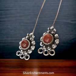 Sterling Silver and Goldstone Gemstone Head Pins