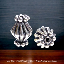 Sterling Silver Fancy Bicone Beads