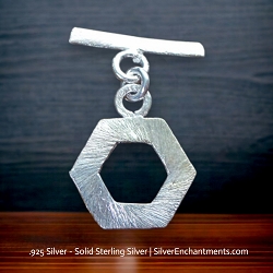 Brushed Sterling Silver Hexagon Toggle Clasps
